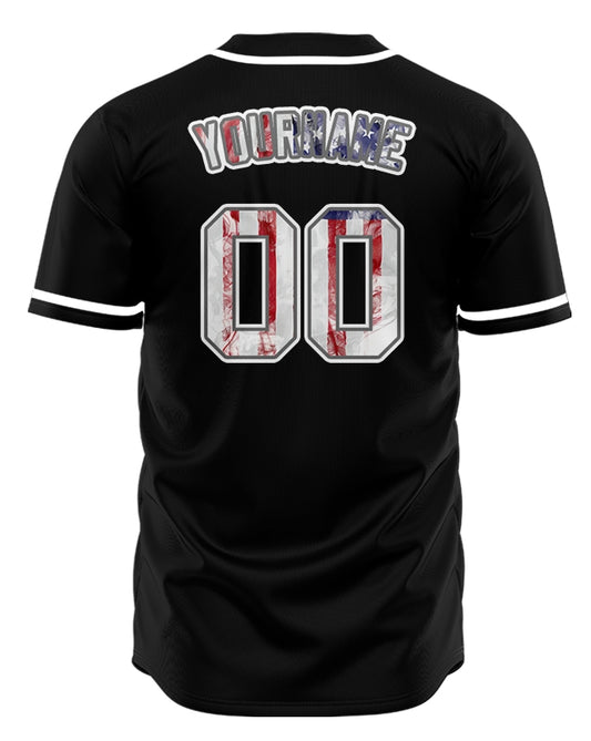 Custom Mist Flag Black Baseball Jersey