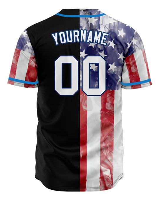 Custom Mist Flag Half Baseball Jersey