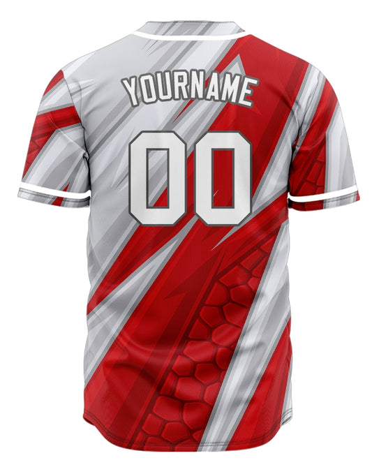 Custom Moire Red Grey Baseball Jersey