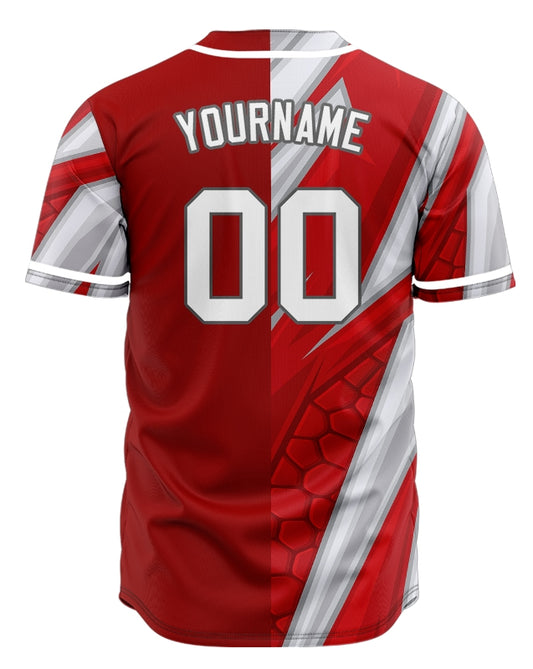 Custom Moire Red Grey Half Baseball Jersey