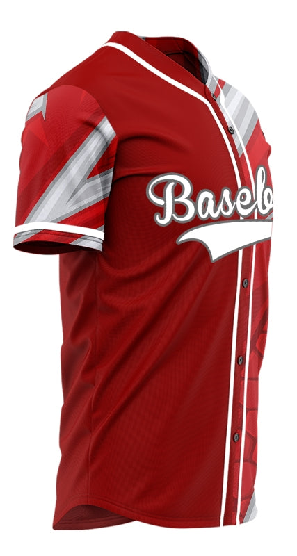 Custom Moire Red Grey Half Baseball Jersey