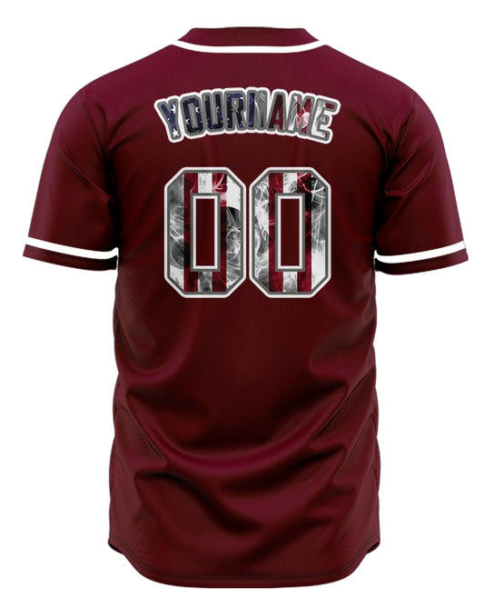 Custom Old Flag Dark Red Baseball Jersey
