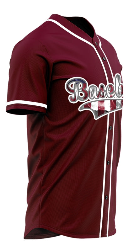 Custom Old Flag Dark Red Baseball Jersey