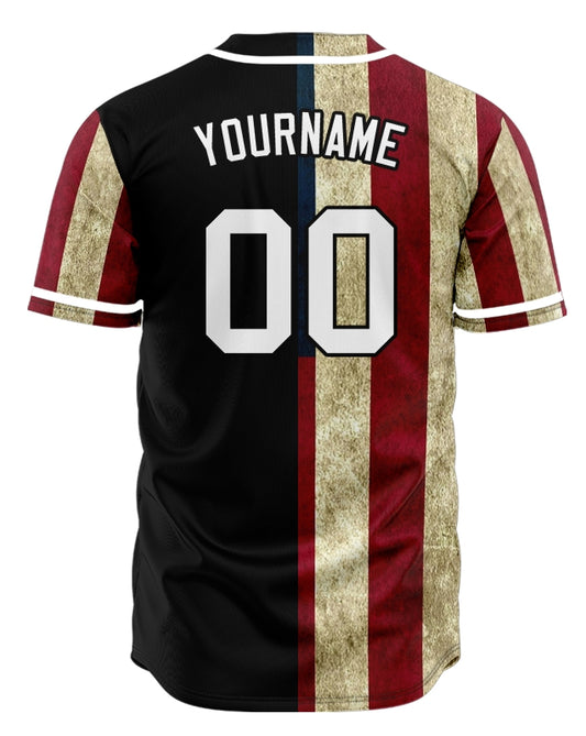 Custom Old Green Flag Half Baseball Jersey