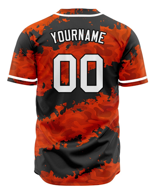Custom Orange Black Fire Baseball Jersey