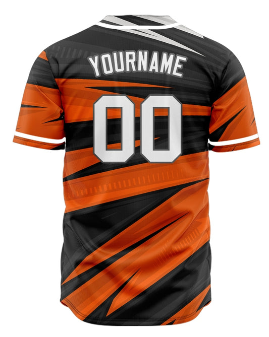 Custom Orange Black Lines Baseball Jersey