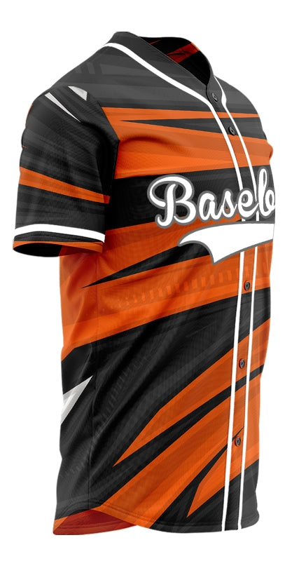 Custom Orange Black Lines Baseball Jersey
