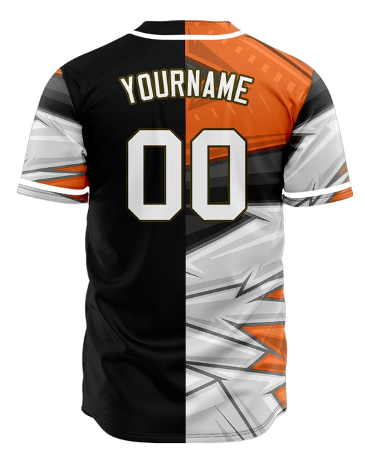 Custom Orange Black White Half Baseball Jersey