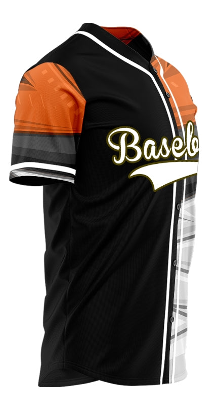Custom Orange Black White Half Baseball Jersey