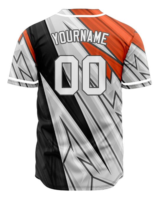 Custom Orange Black White Technology Baseball Jersey