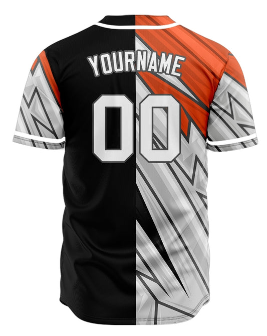 Custom Orange Black White Technology Half Baseball Jersey