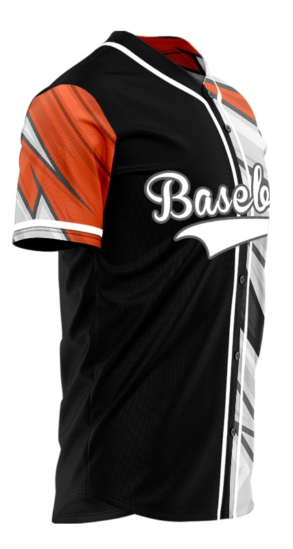Custom Orange Black White Technology Half Baseball Jersey