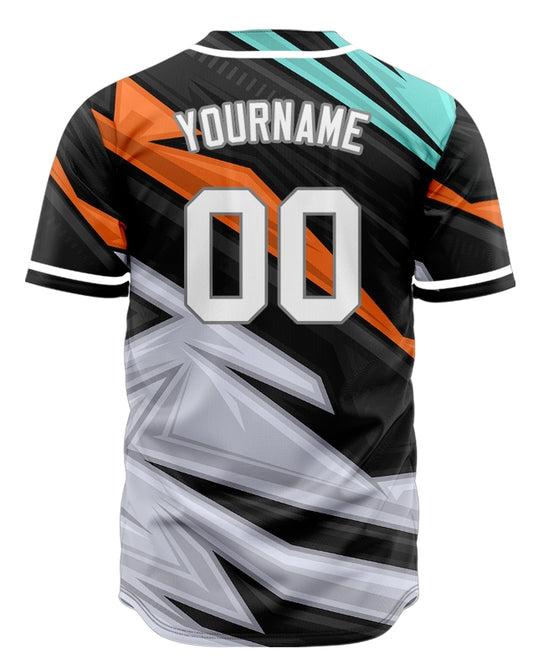 Custom Orange Blue Grey Lines Baseball Jersey