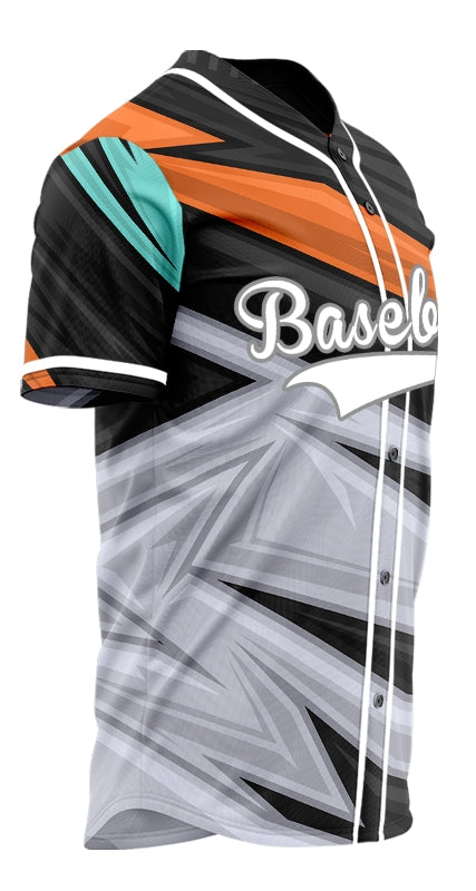 Custom Orange Blue Grey Lines Baseball Jersey