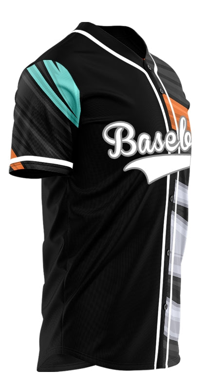 Custom Orange Blue Grey Lines Half Baseball Jersey