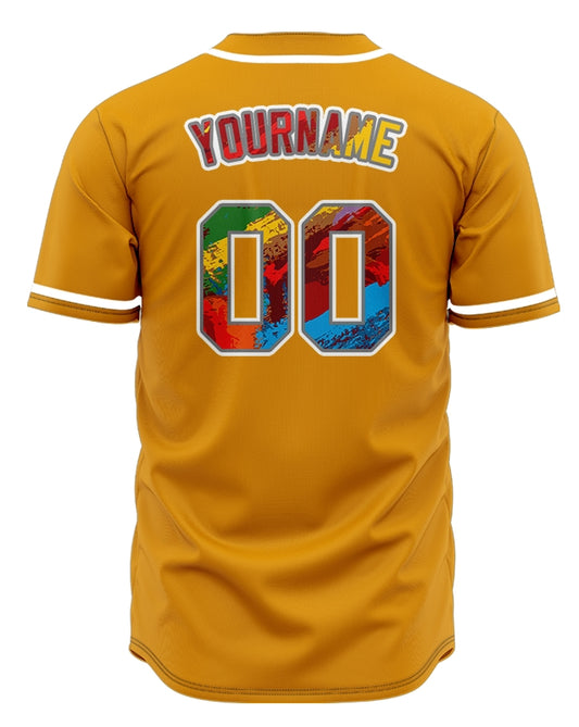 Custom Orange Colorful Ink Baseball Jersey