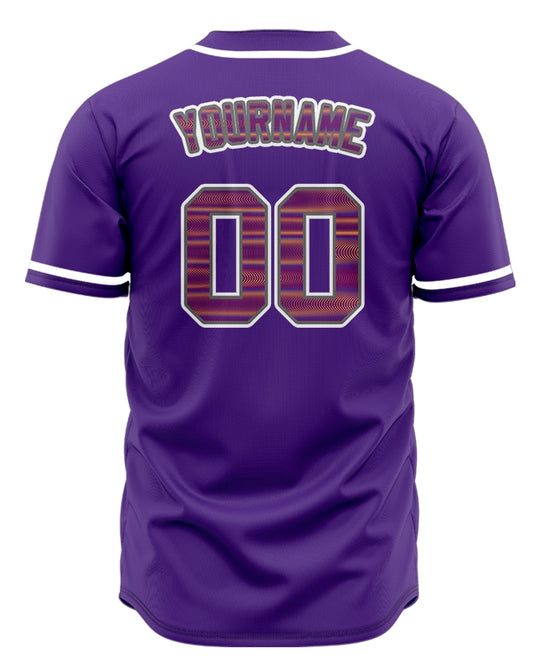 Custom Orange Corrugated Line Purple Baseball Jersey