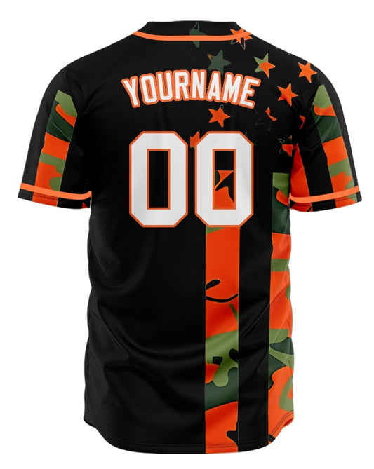 Custom Orange Flag Half Baseball Jersey