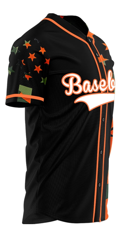 Custom Orange Flag Half Baseball Jersey