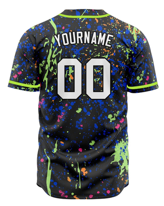 Custom Orange Green Pink Ink Baseball Jersey