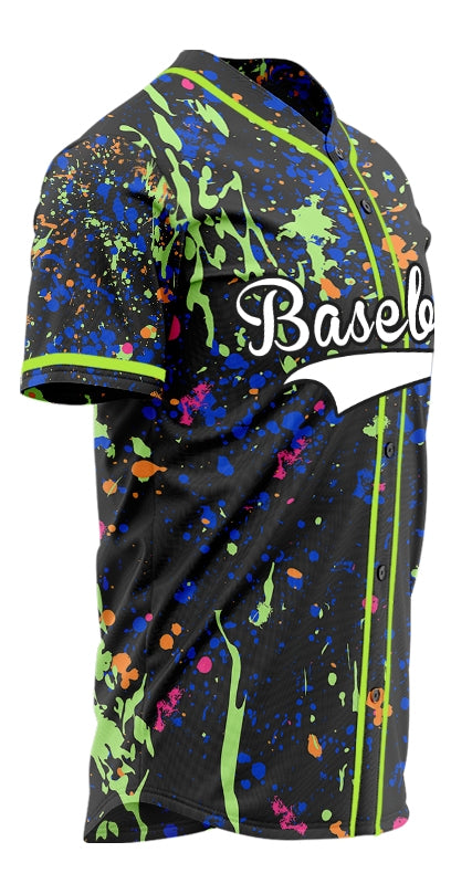 Custom Orange Green Pink Ink Baseball Jersey