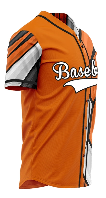 Custom Orange White Black Lines Half Baseball Jersey