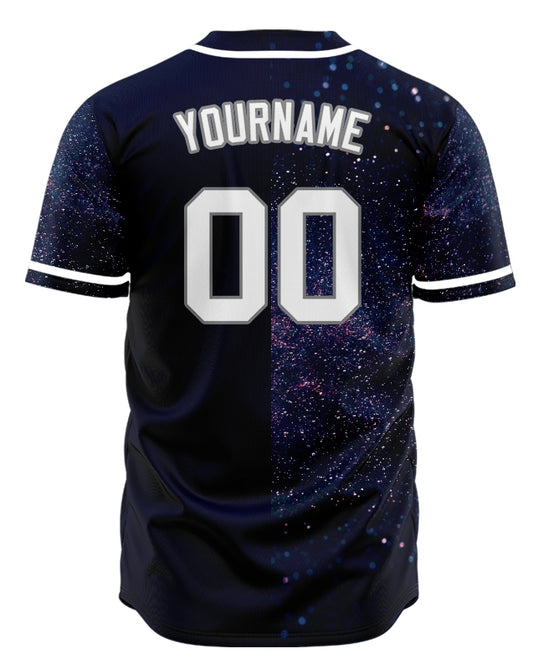 Custom Pink Blue Starry Sky Half Baseball Jersey