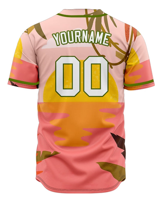 Custom Pink Lake Hawaiian Baseball Jersey