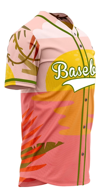 Custom Pink Lake Hawaiian Baseball Jersey