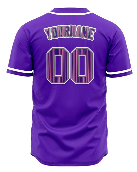 Custom Pink Lines Purple Baseball Jersey