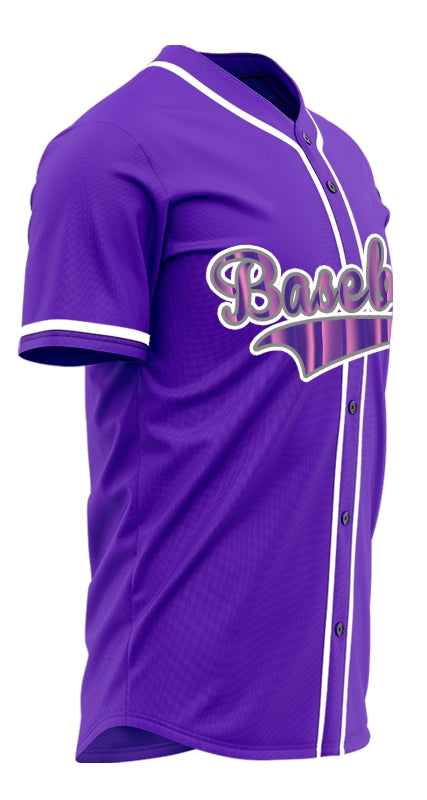Custom Pink Lines Purple Baseball Jersey