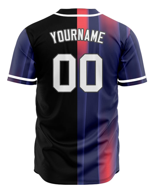Custom Pink Purple Gradient Lines Half Baseball Jersey
