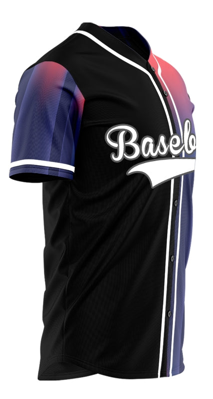 Custom Pink Purple Gradient Lines Half Baseball Jersey