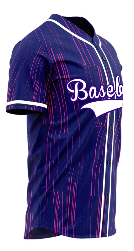 Custom Pink Purple Lines Baseball Jersey
