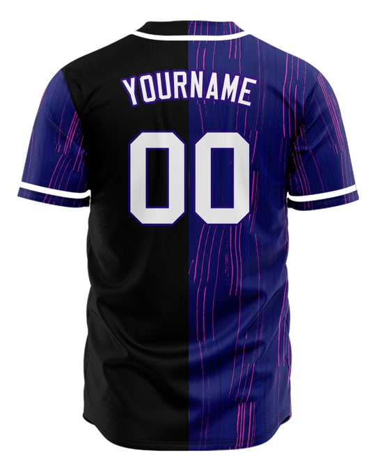 Custom Pink Purple Lines Half Baseball Jersey