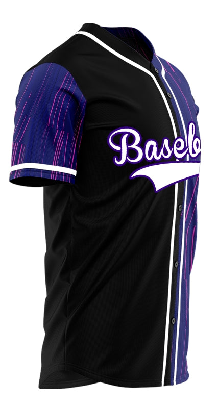 Custom Pink Purple Lines Half Baseball Jersey
