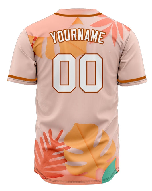 Custom Pink Tropical Baseball Jersey