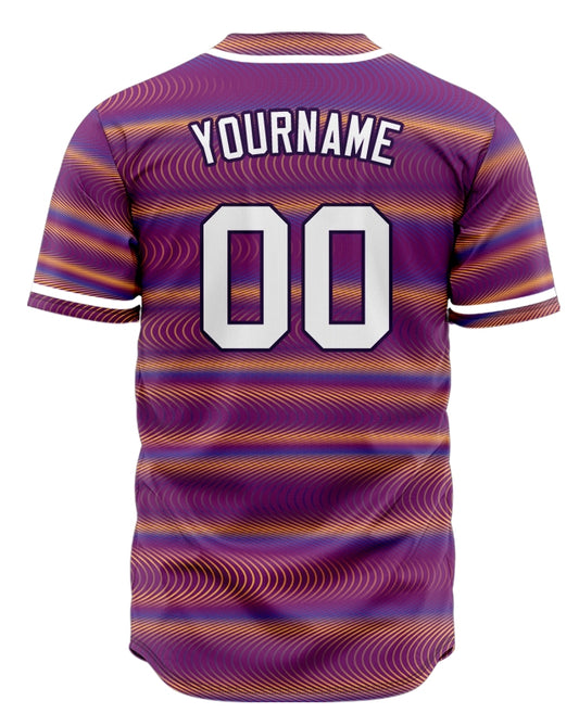 Custom Purple Orange Corrugated Line Baseball Jersey