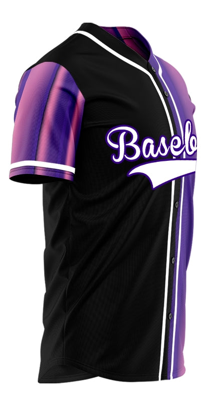 Custom Purple Pink Lines Half Baseball Jersey