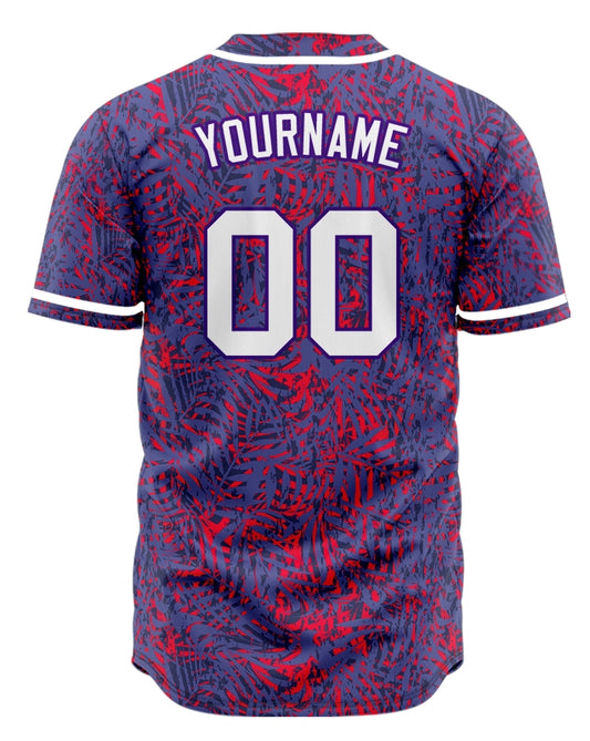 Custom Purple Red Leaves Baseball Jersey