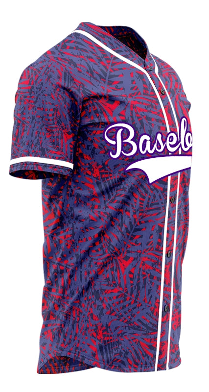 Custom Purple Red Leaves Baseball Jersey