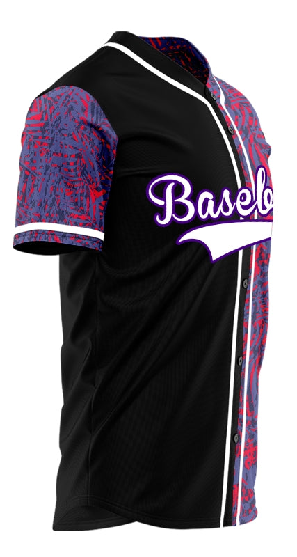Custom Purple Red Leaves Half Baseball Jersey