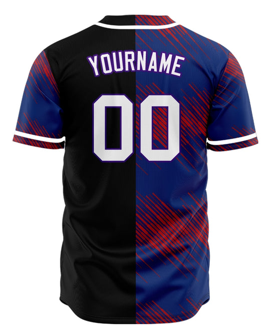 Custom Purple Red Slash Half Baseball Jersey