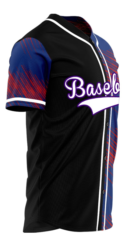 Custom Purple Red Slash Half Baseball Jersey