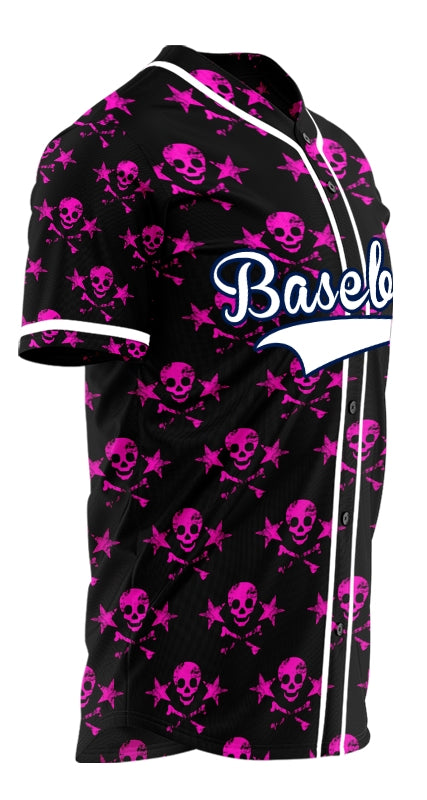 Custom Purple Star Skull Baseball Jersey