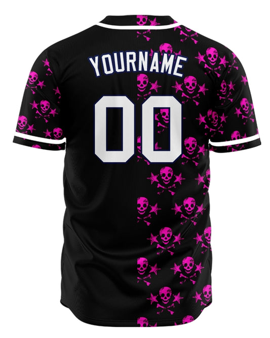 Custom Purple Star Skull Half Baseball Jersey