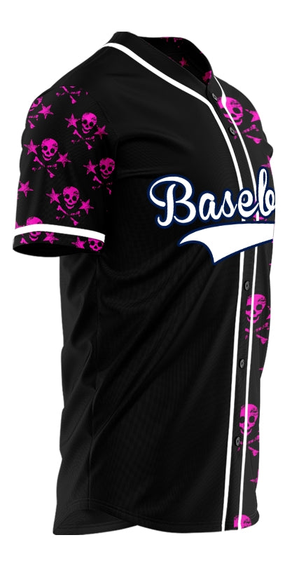 Custom Purple Star Skull Half Baseball Jersey