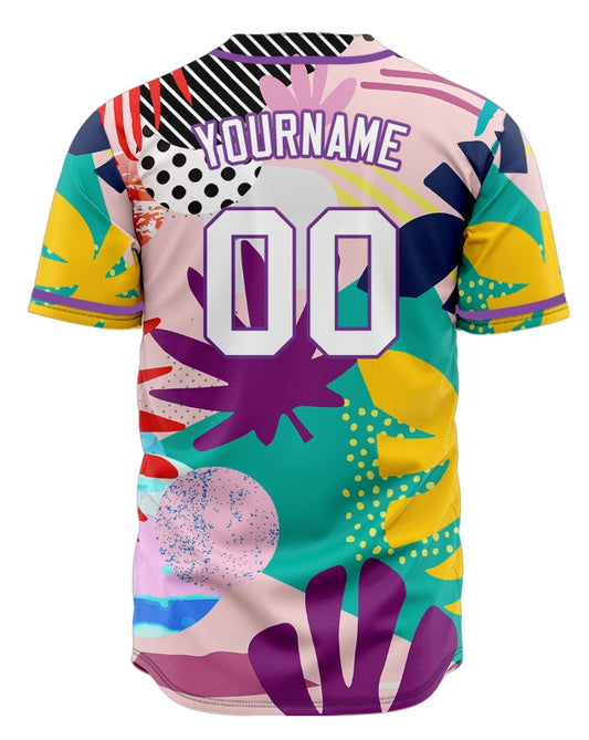 Custom Purple Tropical Baseball Jersey