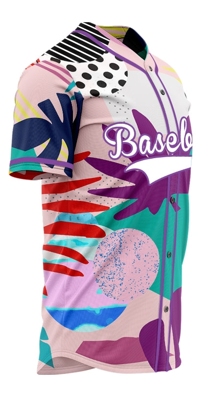 Custom Purple Tropical Baseball Jersey