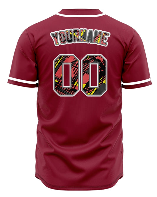 Custom Red Black And Red Ink Baseball Jersey